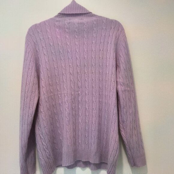 Sutton Studio Purple Cable Knit Cashmere Turtleneck/Sweater Size XL - Picture 3 of 6